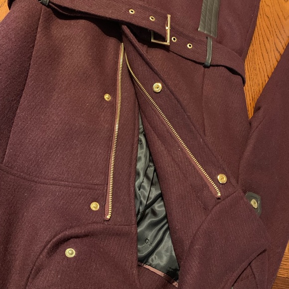 Cole Haan aubergine wool, leather coat FINAL PRICE. - Picture 5 of 8